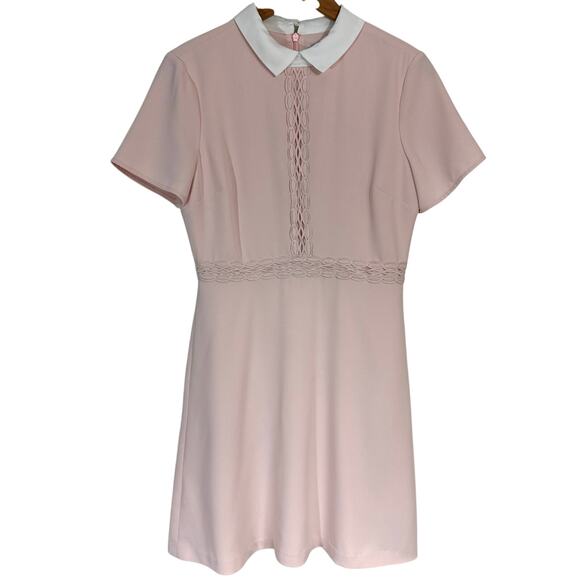 CeCe Blush Pink Peter Pan Collar Short Sleeve Fit & Flare Dress Size 4 - Picture 2 of 14